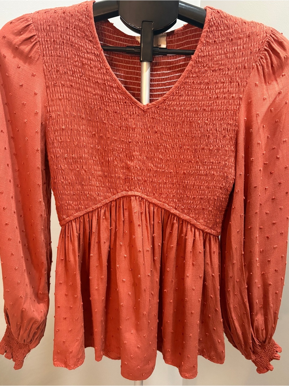 Women’s Smocked Fit & Flare V-Neck Blouse